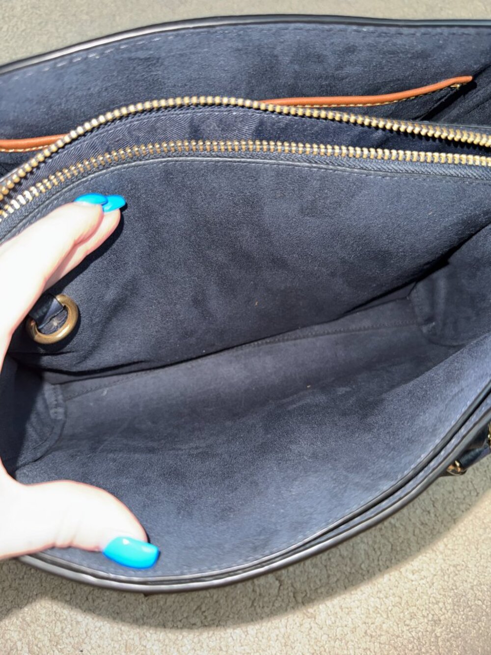 Coach Brooke Carryall 28 in Midnight Navy with Coach Create customization, EUC - Picture 10 of 13